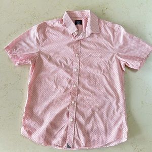 UNTUCKit Slim Fit Shirt Sleeve Button Down Passerina Red Mini Fish Print